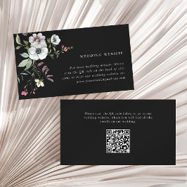 ダークボタニカルワイルドフラワー結婚ズのウェブサイトQRコード エンクロージャーカード