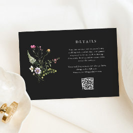 ダークボタニカルワイルドフラワー結婚ズ詳細QRコード エンクロージャーカード