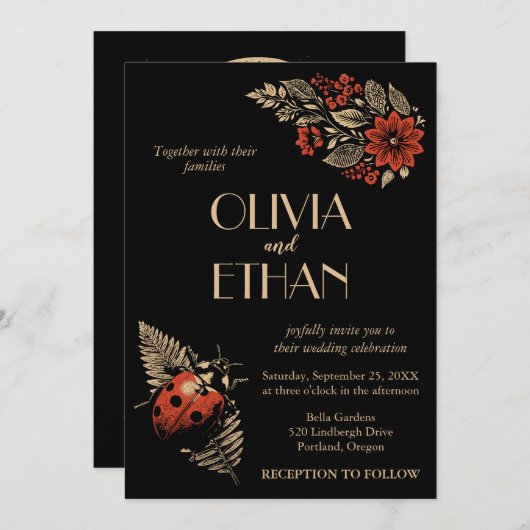 ダークボタニカル結婚式招待状 – ワビサビナトゥ 招待状 (正面/裏面)