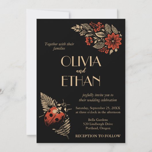 ダークボタニカル結婚式招待状 – ワビサビ 招待状 (正面)