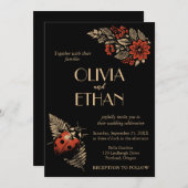 ダークボタニカル結婚式招待状 – ワビサビ 招待状 (正面/裏面)