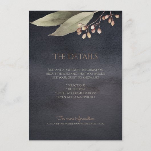 ダークボタニカル緑のヴィンテージ素朴な詳細カード エンクロージャーカード (正面)