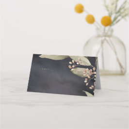 ダークボタニカル緑のヴィンテージ素朴エスコートカード プレイスカード