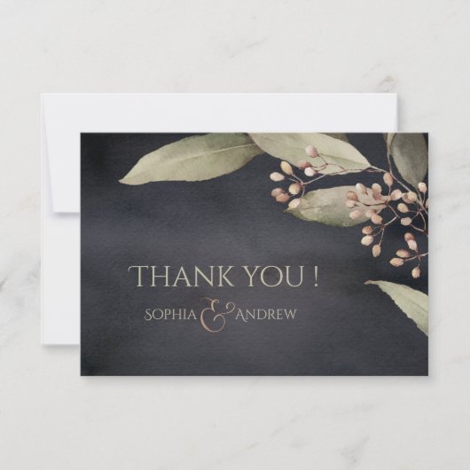 ダークボタニカル緑のヴィンテージ素朴感謝していなあなた サンキューカード (正面)