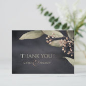 ダークボタニカル緑のヴィンテージ素朴感謝していなあなた サンキューカード (スタンド正面)