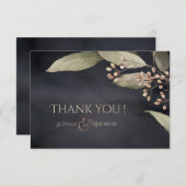 ダークボタニカル緑のヴィンテージ素朴感謝していなあなた サンキューカード (正面/裏面)