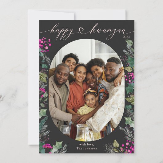 ダークボヘミアンかわいいボタニカル1写真クワンザ シーズンカード (正面)