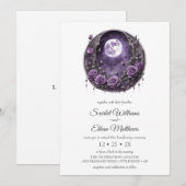 ダークボヘミアンムーンドアガーデンパープルローズハンドファスティング 招待状 (正面/裏面)