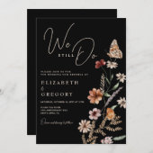 ダークボヘミアンワイルドフラワーズ 私たちは誓いを新たにします 招待状 (正面/裏面)