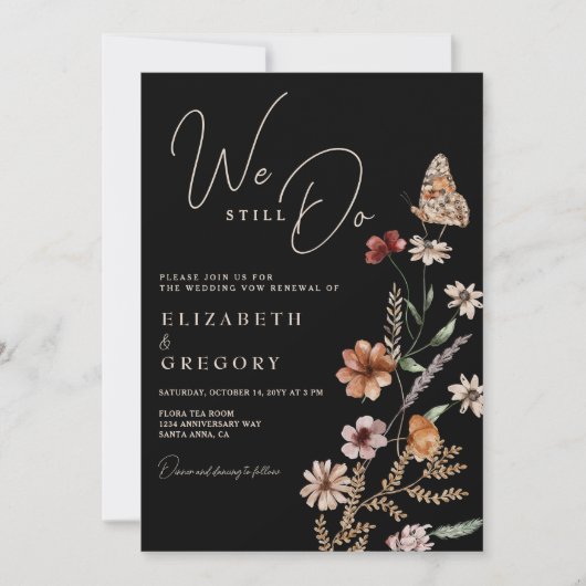 ダークボヘミアン ワイルドフラワーズ 私たちは誓いを新たに更新します 招待状 (正面)