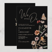 ダークボヘミアン ワイルドフラワーズ 私たちは誓いを新たに更新します 招待状 (正面/裏面)