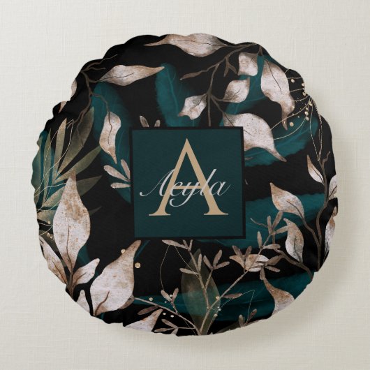 ダークボモダンーホボタニカル離れモノグラム ラウンドクッション (正面)