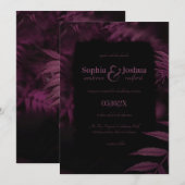 ダークマゼンタの葉 ゴシックウェディング ハンドファスティング 招待状 (正面/裏面)