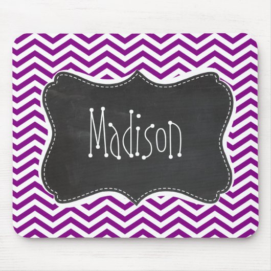 ダークマゼンタシェブロン;レトロChalkboard マウスパッド (正面)