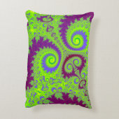 ダークマゼンタパープルとライムグリーンのフラクタルスパイラル アクセントクッション (裏面(縦))