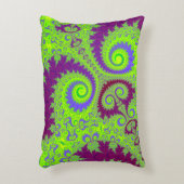 ダークマゼンタパープルとライムグリーンのフラクタルスパイラル アクセントクッション (正面(垂直))