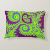 ダークマゼンタパープルとライムグリーンのフラクタルスパイラル アクセントクッション (裏面)