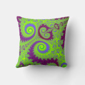 ダークマゼンタパープルとライムグリーンのフラクタルスパイラル クッション (裏面)