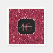 ダークマゼンタピンクフェイクグリッタースパークルズスウィート16 スタンダードカクテルナプキン (正面)