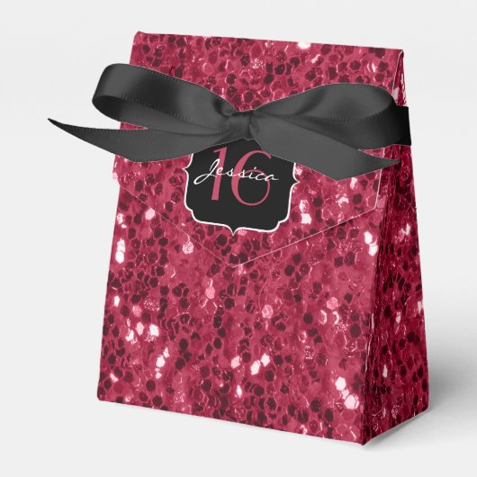 ダークマゼンタピンクフェイクグリッタースパークルズスウィート16 フェイバーボックス (正面サイド)