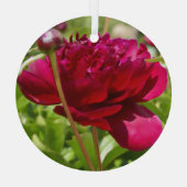 ダークマルーンのベルベット牡丹 ガラスオーナメント (裏面)
