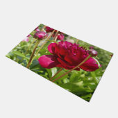 ダークマルーンのベルベット牡丹 ドアマット (アングル)