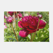 ダークマルーンのベルベット牡丹 ドアマット (正面)