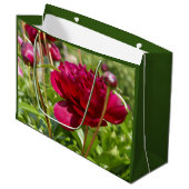 ダークマルーンのベルベット牡丹 ラージペーパーバッグ (正面アングル)