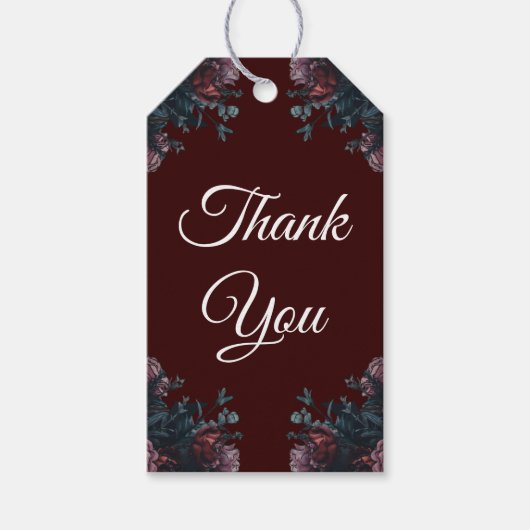 ダークマルーンマウブゴシックエレガントな結婚式 ギフトタグ (正面)