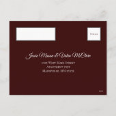 ダークマルーンマウブゴシックエレガントな結婚式 シーズンポストカード (裏面)