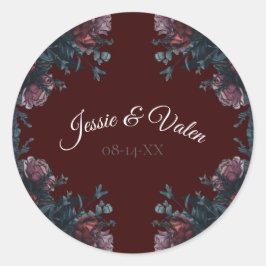 ダークマルーンマウブゴシックエレガントな結婚式 ラウンドシール