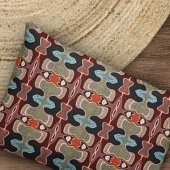 ダークマルーンレッドオレンジティール（緑がかった色）ブルーグリーン部族アート 枕カバー