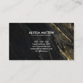 ダークマーブル金ゴールドグリッターエレガントモノグラモダンム 名刺 (裏面)