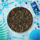 ダークミッドセンチュリー幾何学模様 (1) ペーパープレート (パーティー)