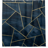 ダークミッドナイトネイビーブルー金ゴールド幾何グラム#1 シャワーカーテン (正面)