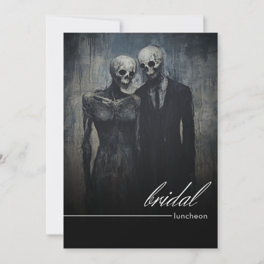 ダークミッドナイトパープルフローラロマンスブライダルランチ 招待状 (正面)