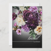 ダークミッドナイトパープルフローラロマンスブライダルランチ 招待状 (正面)