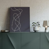 ダークミッドナイトブルーミニマリスト抽象芸術ラインアート ポスター