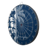 ダークミッドナイトブルー熱帯ハイビスカス;ヤシ ダーツボード (正面右)