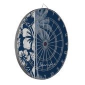 ダークミッドナイトブルー熱帯ハイビスカス;ヤシ ダーツボード (正面左)