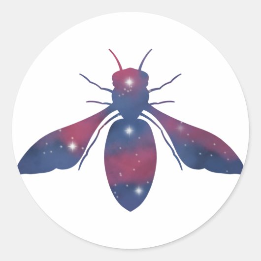 ダークミツバチ星景ステッカー ラウンドシール (正面)