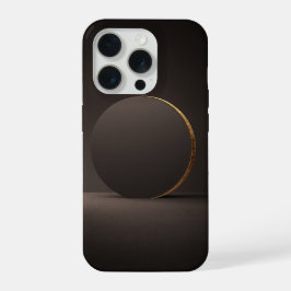 ダークミニマリスト ゴールドサークル アブストラクト ラグジュアリーアート iPhone 15 PROケース