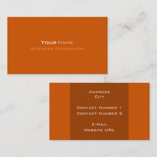 ダークミニマルオレンジ色の名刺 名刺 (正面/裏面)