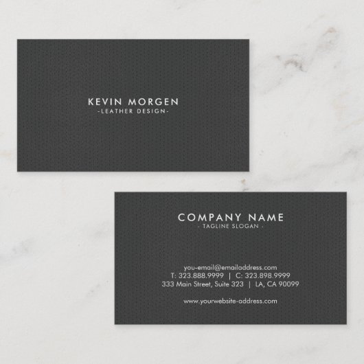 ダークミニマルグレイフェイクレザー 名刺 (正面/裏面)