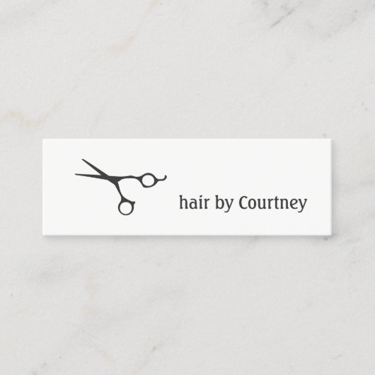ダークミニマルグレーホワイトシザー美容師 スキニー名刺 (正面)