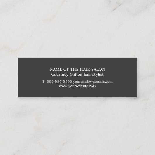 ダークミニマルグレーホワイトシザー美容師 スキニー名刺 (裏面)