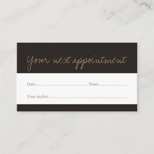 ダークミニマルフェイク金ゴールド美しいアポイントメントカード 予約カード (正面)