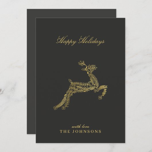 ダークミニマルムーディモダンチョコ金ゴールドクリスマス シーズンカード (正面/裏面)
