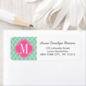 ダークミントモロッコタイル格子パーソナライズされた ラベル (インサイチュ)