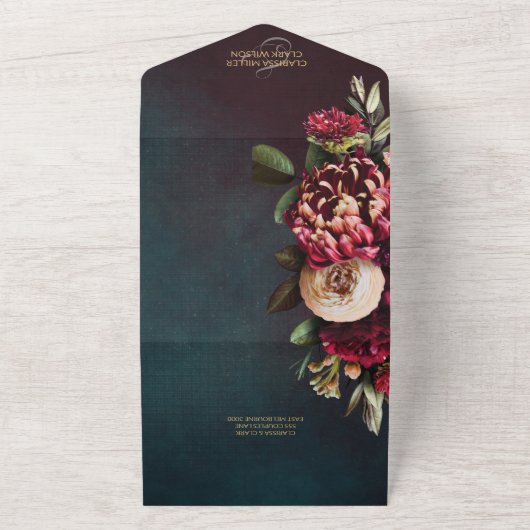 ダークムーディはっきりしたーフローラマ結婚ルサラ オールインワン招待状 (外側)